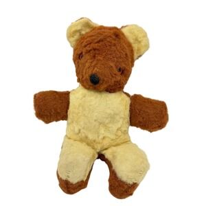 Vtg 1950s Mohair Teddy Bear Made In Japan Orange‎ Cream Two Tone MCM Plush